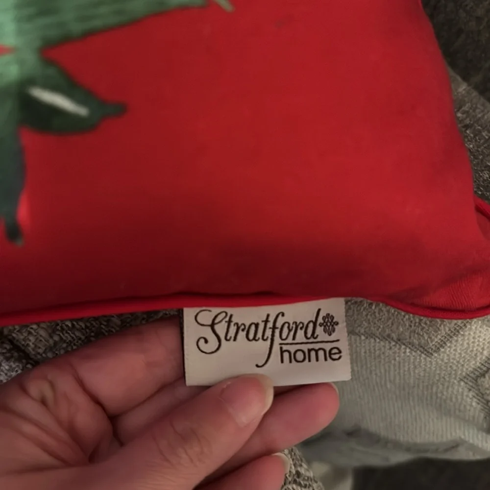 Merry Christmas Embroidered Holiday Throw 16x16” Pillow Home Decor